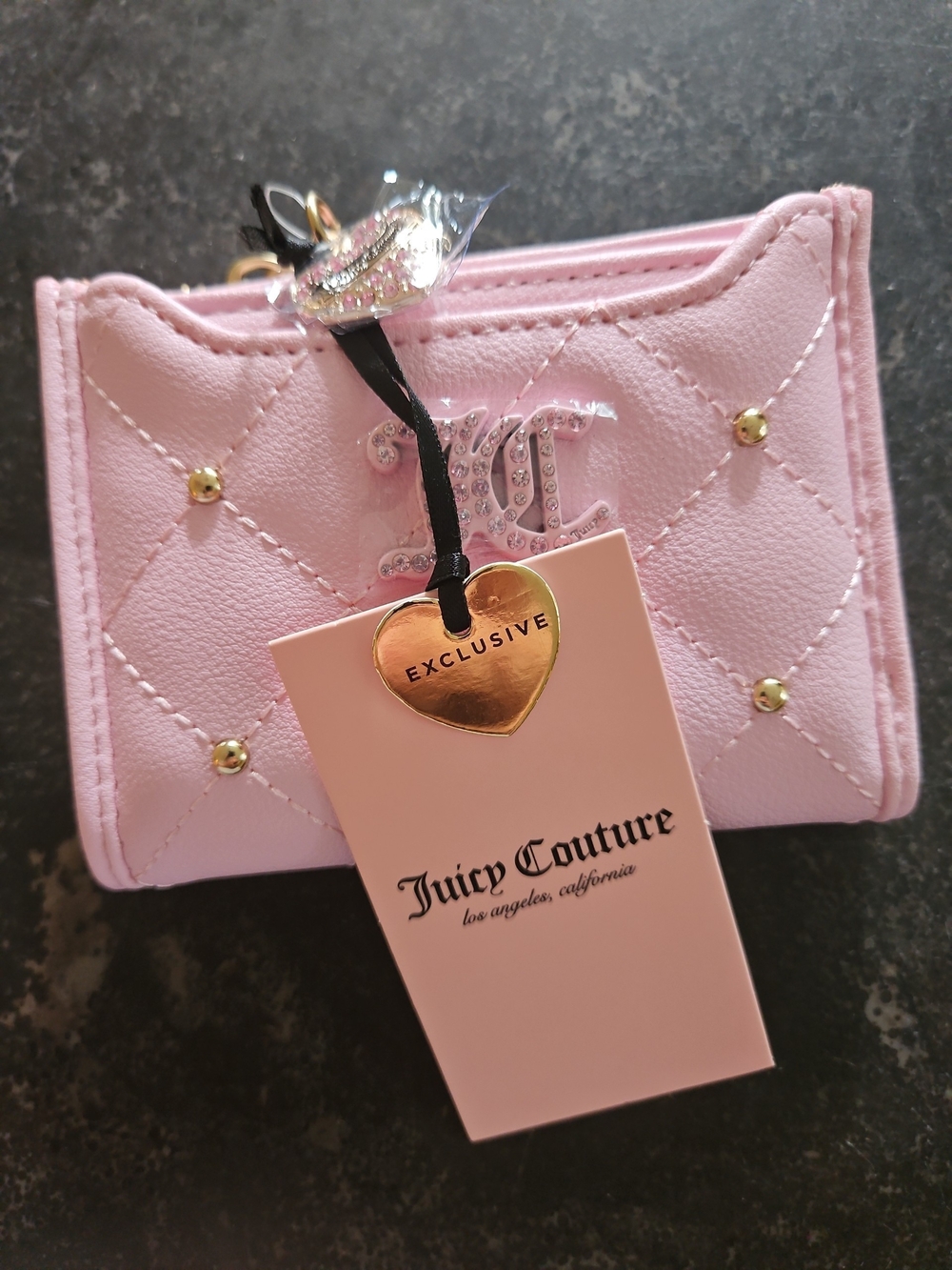 Juicy Couture Small Pink Bifold Wallet with Pullout Card Case - Picture 2 of 9